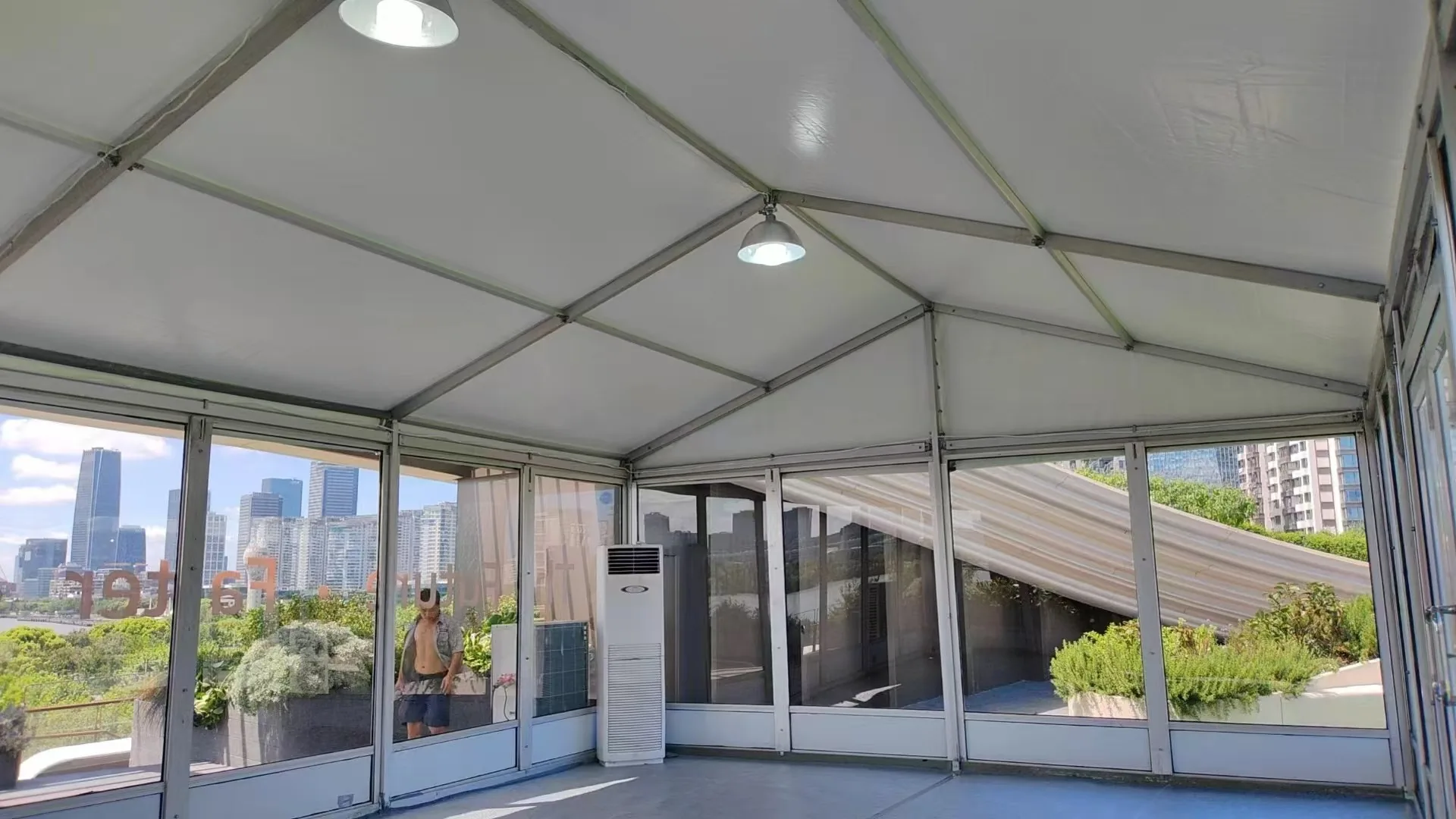 Glass-wall exhibition tent reference